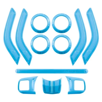 

(Light Blue 12 PCS) Car Decoration Steering Wheel & Center Console Air Outlet Trim for Jeep Wrangler JK JKU 2011-18