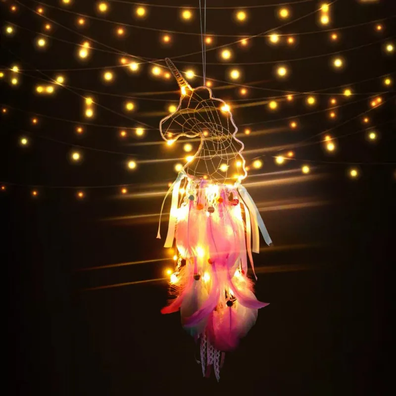 Handmade Feather Dream Catcher Feather Bead Hanging Decoration Ornament Gift Colorful Craft Dream Catcher Wall Art Catchers Hang