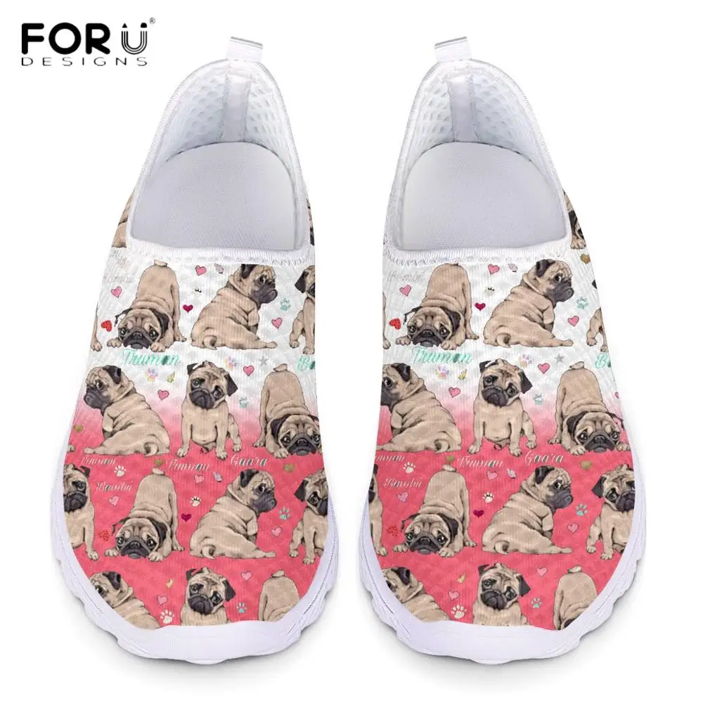 Pug dog glasses cartoon Classic Canvas shoes Slip On Skate Sneakers womens Fashion Print cute Durable shoe