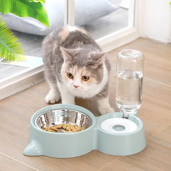 

2-in-1 Automatic Pet Water Dispenser PP and Stainless Steel Portable Pet Bowl Drinking Fountain for Animal