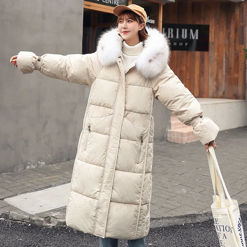 

Down Jacket Cotton-padded Clothes Women's Mid-length over-the-Knee 2019 Winter New Style Korean-style Slim Fit Long Sleeve Thick