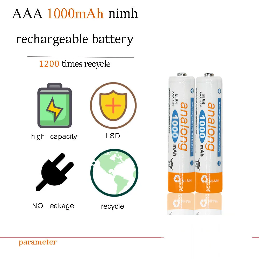 Analong 3A AAA аккумуляторная батарея 1000mAh 1,2 V AAA NIMH аккумуляторная батарея bateria bateris 3A батарея