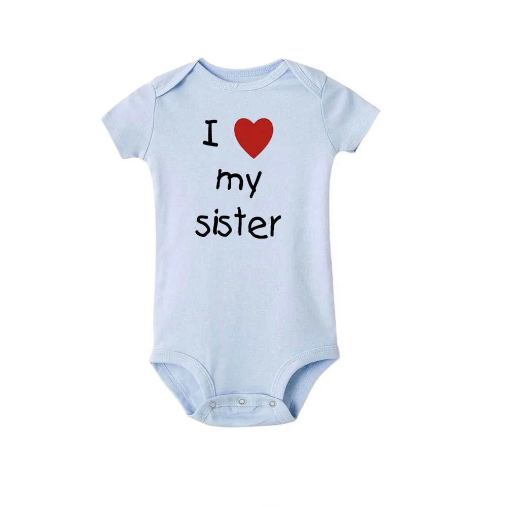 Baby Jumpsuit I Love My Sister Brother Twins Baby Short Sleeve Bodysuit Newborn Baby Boys Girls Infant Summer Romper Clothes Jumpsuit Gifts