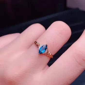 

Natural Blue Topaz Simple Ring S925 Sterling Silver Fashion Fine Jewelry for women Free Shipping【FS Jewelry】