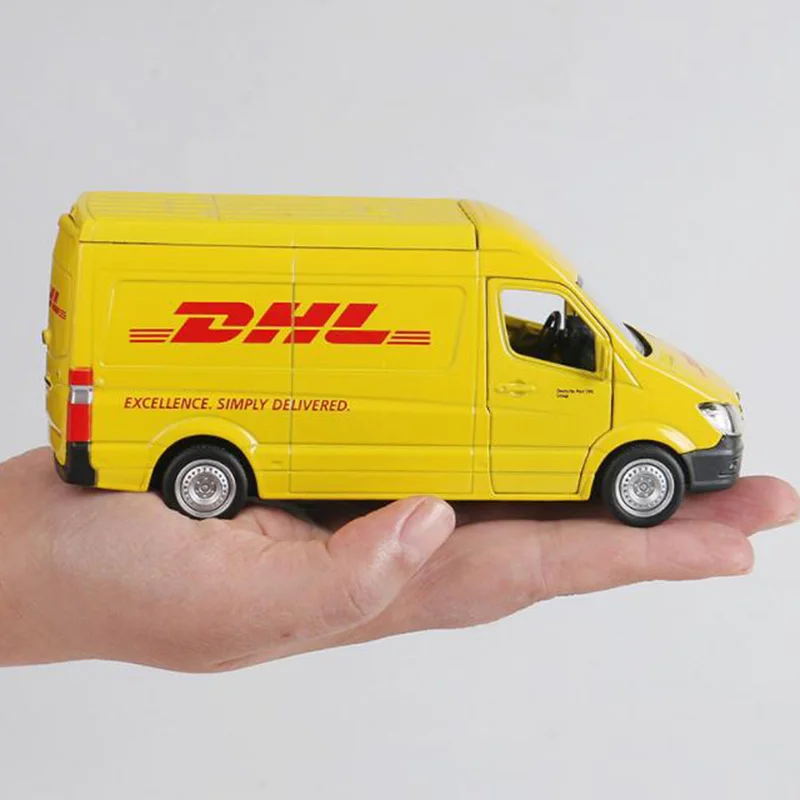 

15CM 1:36 Scale Freight Toys Car Metal Commerical Vehicle Express DHL Pull Diecasts Truck Carrier Model For Children Collection