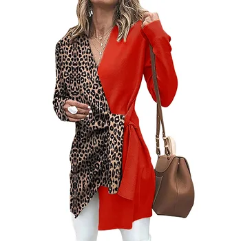 

Women Vintage Leopard Print Blouses Sexy Spring Summer Shirts Fashion Street Long Sleeve Chic Casual Loose Female Tops
