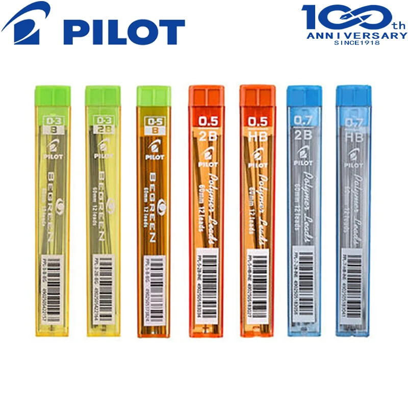 12 PCS/Lot Japan Pilot PPL-5 Wholesale Polymer Pencil Leads 0.3/0.5/0.7 MM HB/2B/B 60MM Automatic Pencil Lead