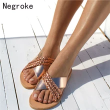2020 Summer Women Flat Slippers Non-slip Female Open Toe Causal Flip Flops Outdoor Ladies Slides Hot Beach Shoes Plus Size 43