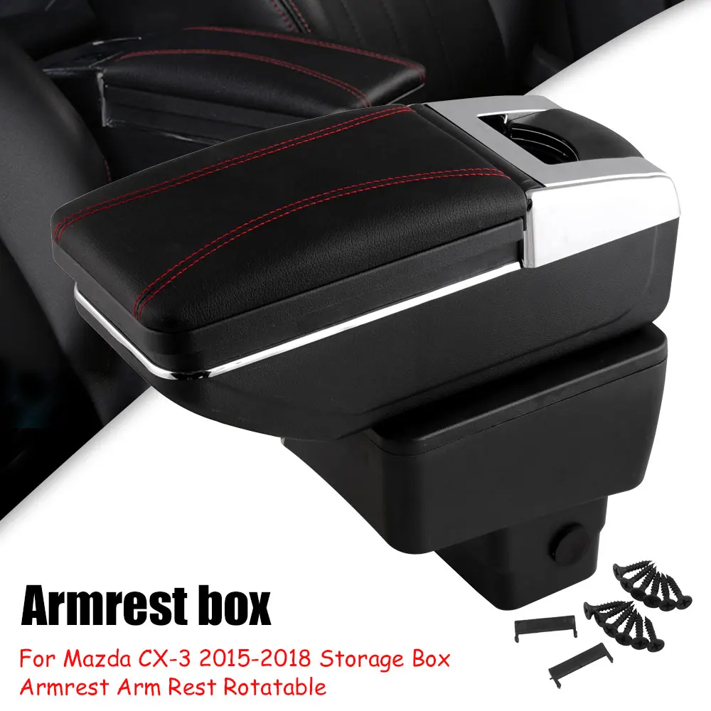 Rotatable Arm Rest Storage Box Armrest Decoration Center Console Car Accessories For Mazda CX-3