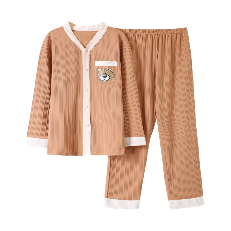 Spring Men Pajamas Set Cotton Nighties Long Sleeved Sleepwear Casual Male Button Plus Size Nightwear Autumn Pants Simple Pyjamas