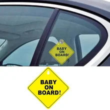 

Car Sticker Baby ON BOARD WARNING SAFETY SIGN Sticker Decal with Sucker for Car Vehicle Window Sticker Car Accessories Styling