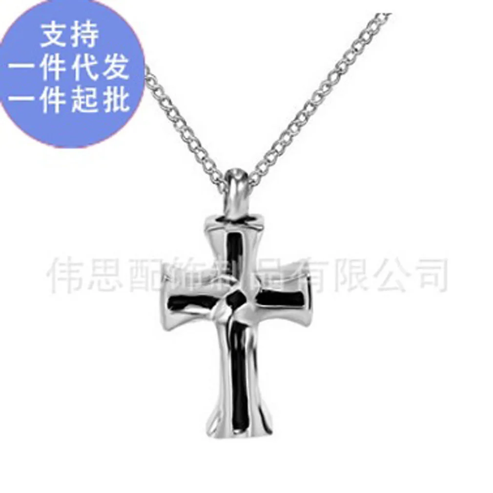 

Anniversary Relatives Pet Remains Hair Black And White with Pattern Cross Cremation Urn Necklace Perfume Bottle Couples Pendant