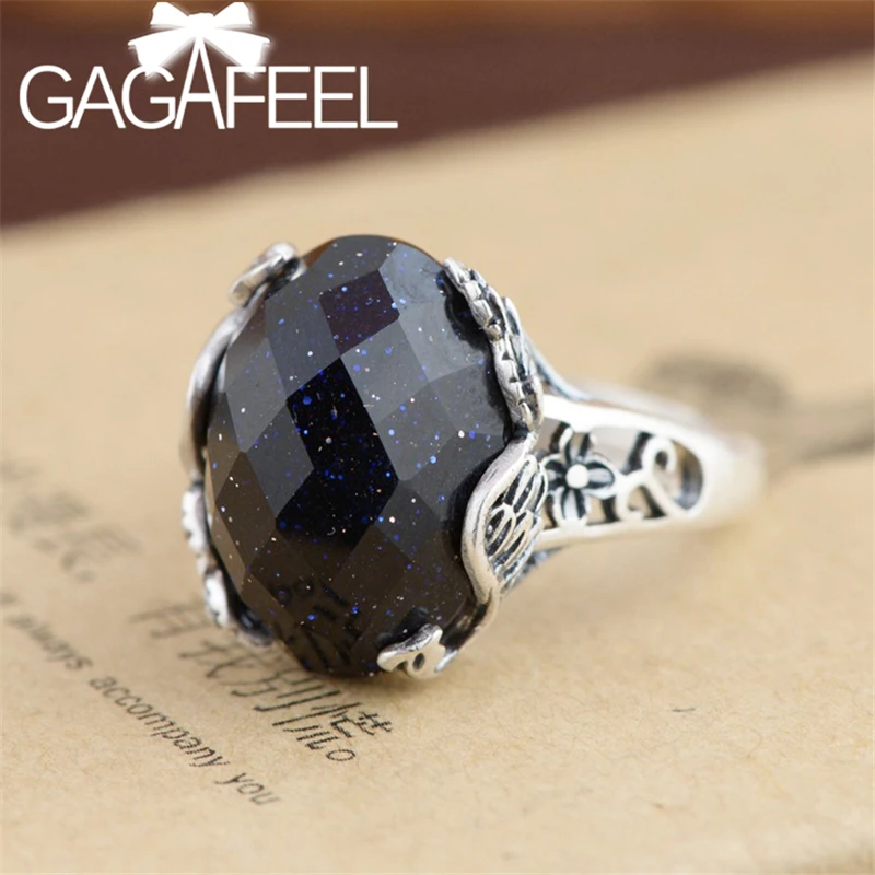 GAGAFEEL 990 кольцо из стерлингового серебра песчаник модные кольца звездное небо