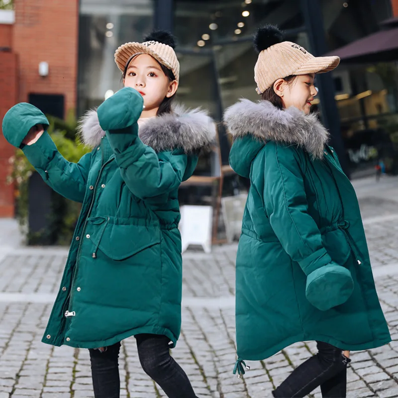 

Down Jackets For Girls New Kids Winter Jacket Thick Warm Hooded Cotton-Padded Winter Coat Girl Windproof Fashion Parka For Girls