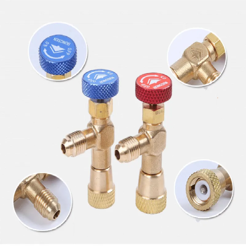 R410a R22 Refrigeration Tool Air conditioning Safety Valve Adapter Fitting 1/4" 5/16" Inch Male/Famale Charging Hose Valve air conditioning hose,socket adapter converter