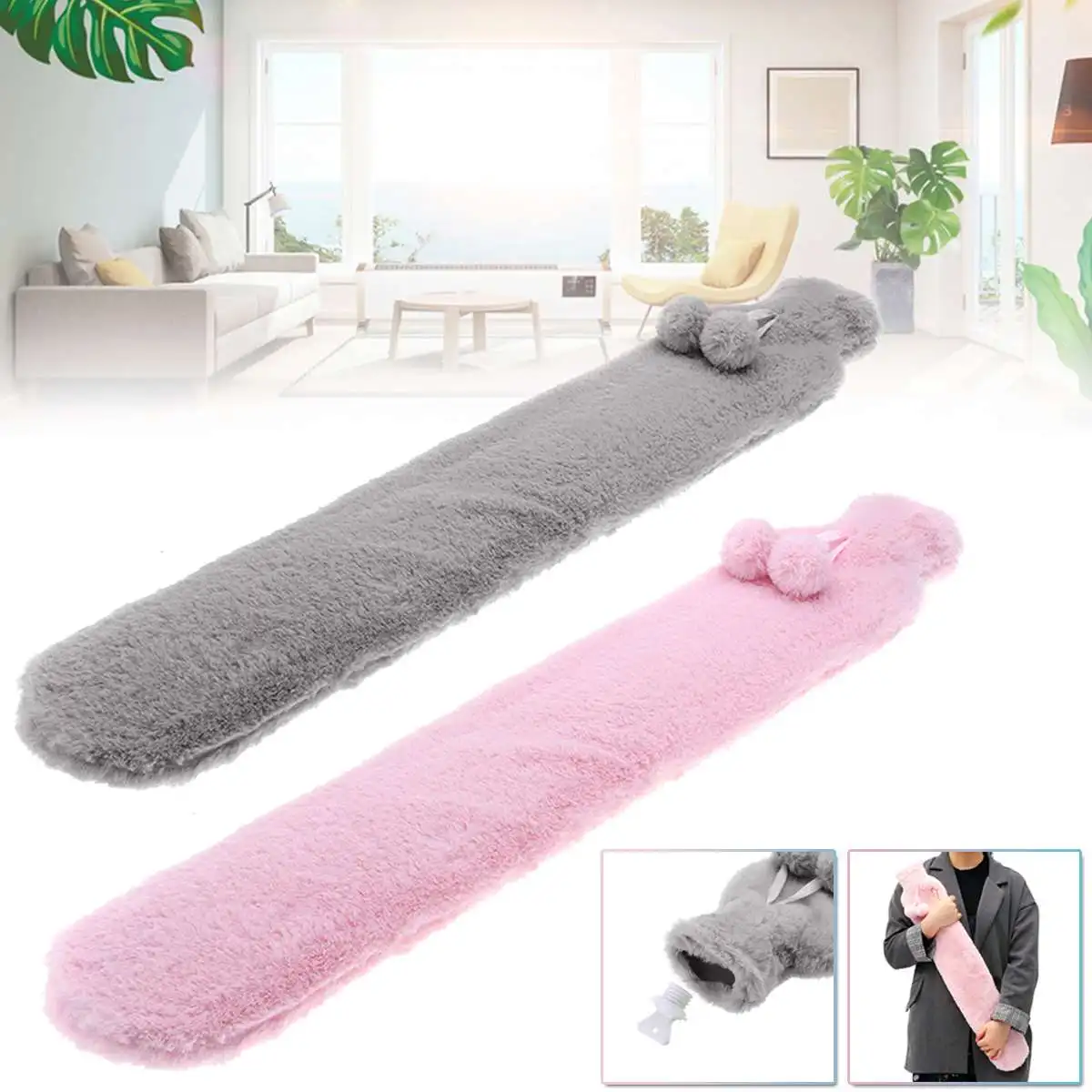 Prezzo 74x14 centimetri Rosa Grigio Coperchio Rimovibile Pelliccia di Acqua Calda di Gomma Bottiglia Extra Lungo Borse acqua calda Per Il Sacchetto Della Vita A Mano il Riscaldamento del piede