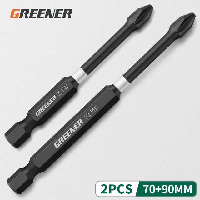 Greener Impact Strong Magnetic Batch Head Cross High Hardness Hand Drill Bit Screw Electric Screwdriver Set 50 65 70 90 150mm 70 90mm 2pcs