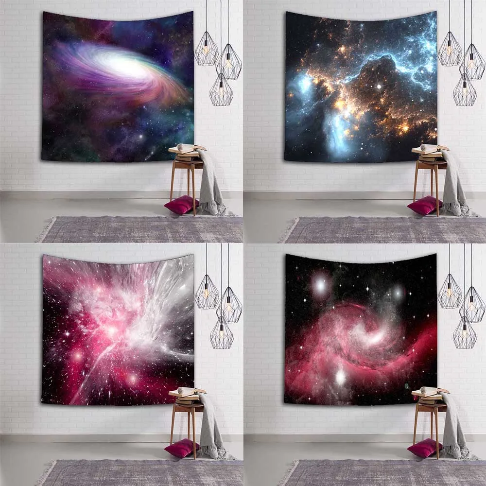 

Starry Sky Decor Psychedelic Tapestry Wall Hanging Space Galaxy Planet Hippie Boho Yoga Cloth Home Blanket Mural Decoration