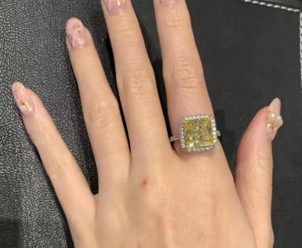 

925 Sterling Silver Yellow Square Stone ring Romantic crystal candy ring elegant Wedding Silver Rings Famous Jewelry Female 5ct