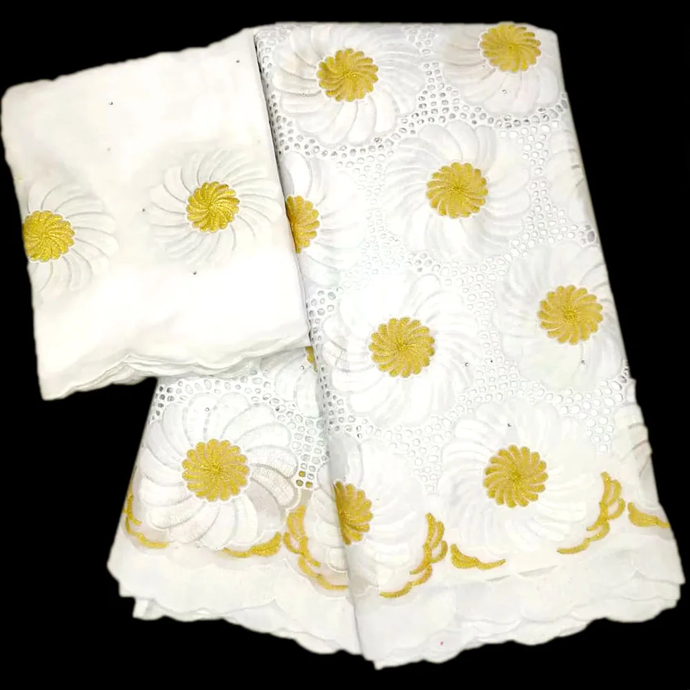 

Newest Swiss Voile lace fabric White+Gold African lace fabric for wedding french lace fabric with rhinestones