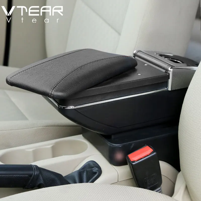 black thread Vtear для Ford FIGO автомобильный подлокотник кожаный подлокотник usb коробка для хранения ABS центральная консоль аксессуары Внутренние части автомобиля авто - Название цвета: black thread