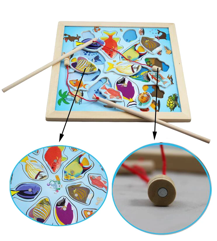 New Fishing Toy Set Suit Magnetic Toys Baby Children Gifts Toys Christmas Year Board Water for Fishing Play New Wooden
