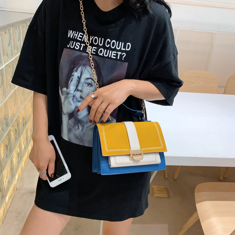 

Handheld frosted summer women's fashion chain small square bag 2019 new Korean multi-layer shoulder Messenger bag