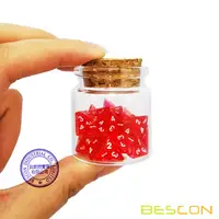 Bescon Mini Transparent Red D4 Dice 30pcs Healing Potion Bottle, 30pcs Roleplaying Mini Red Gem D4 Dice Healing Potion Pack 1