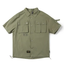 Двойные Карго карманы оливковый 1990S старый стиль мужские рабочие рубашки Vintagewear Chore пальто для лета