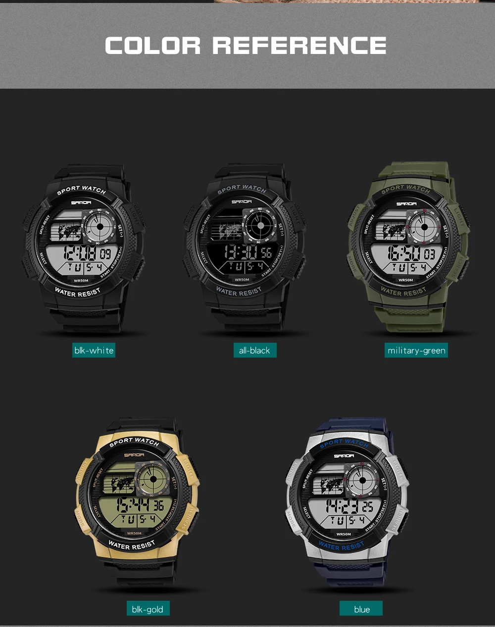 Sanda 385 мужские часы умные цифровые часы водонепроницаемые 50 м электронные часы Дайвинг Плавание Спортивные Наручные Часы relogio masculino