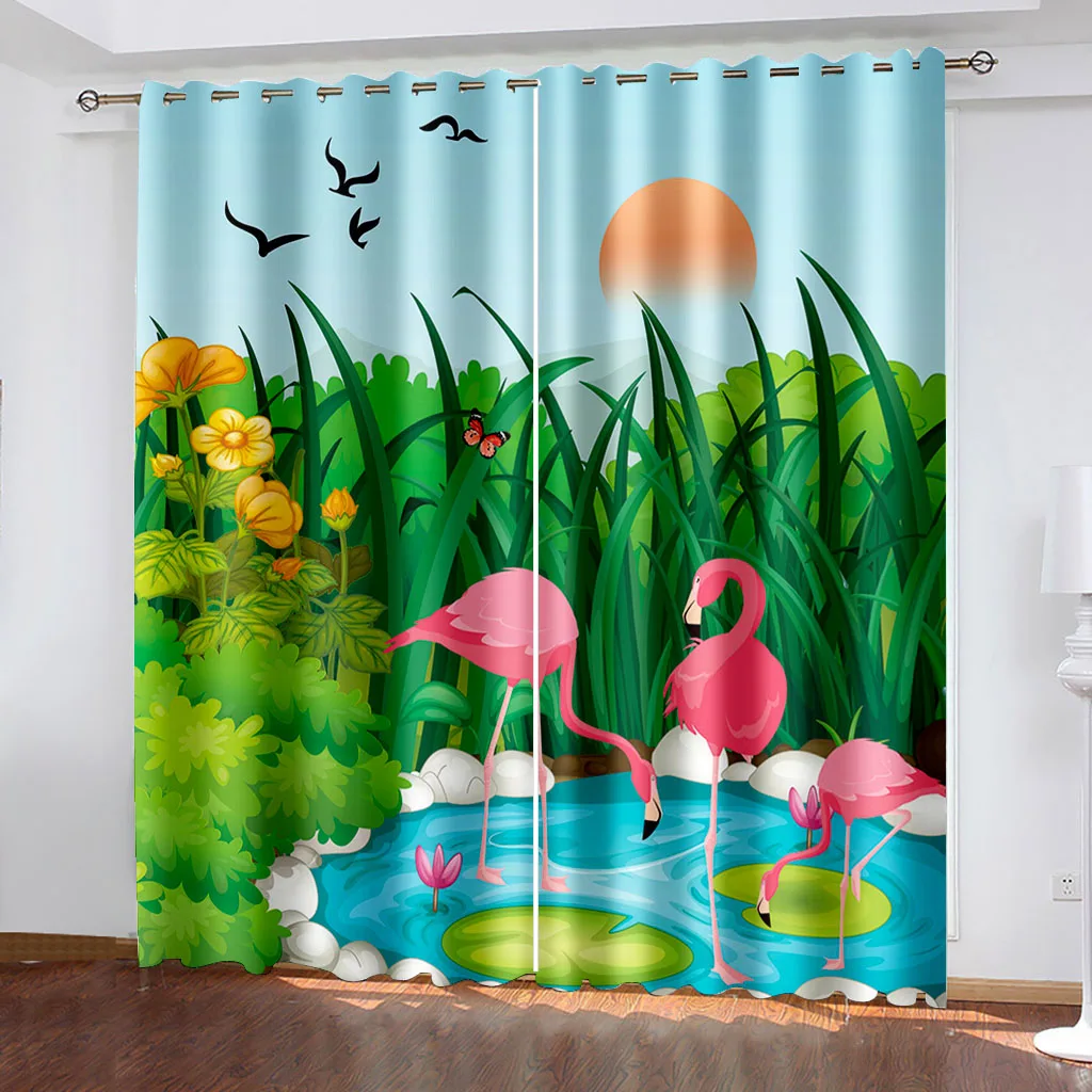 

Blackout Curtains for Bedroom Flamingo Darkening Window Curtains for Living Room Decor Drapes Cortinas Para La Sala カーテン