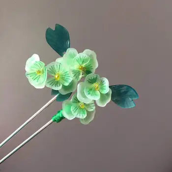 

LALAVARA 2pcs green pansy hairpins summer Wedding Bridal bridesmaid hair accessories