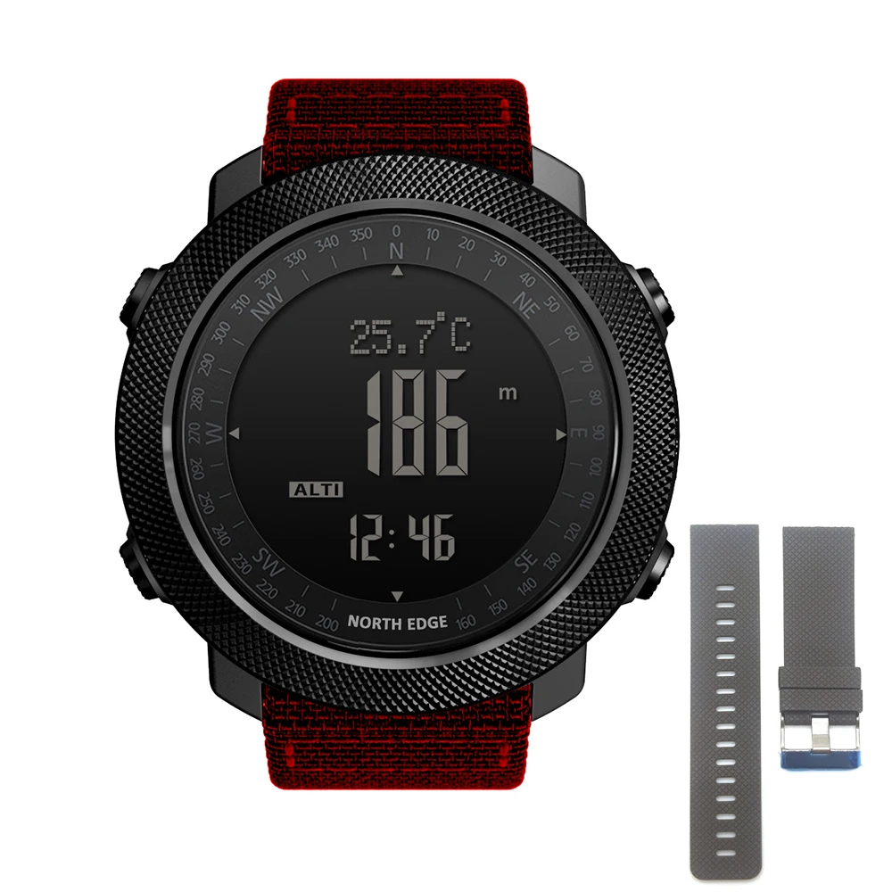 Red-Rubeer Strap NorthEdge часы умные цифровые часы водонепроницаемые альпинистские плавательные светодиодный Relogio военные спортивные наручные часы цифровые умные часы - Цвет: Red-Rubeer Strap