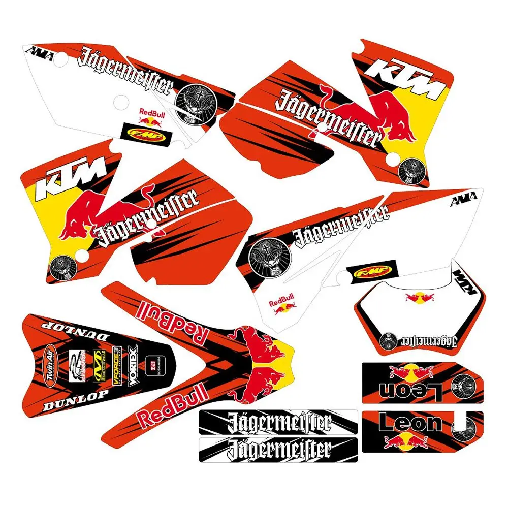 

New Bull Full Graphics Decals Stickers Custom Number Name 3M Bright Matte Stickers Waterproof For KTM EXC Series 2004