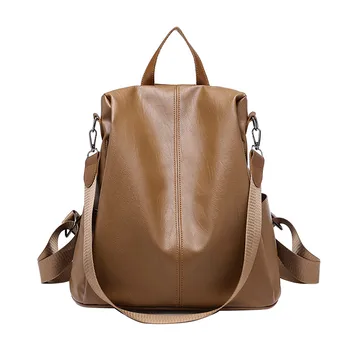 

Female Anti-Theft Backpack Classic Pu Leather Solid Color Backpacks For Teenage Girls Canta Fashion Shoulder Bag Casual Daypack