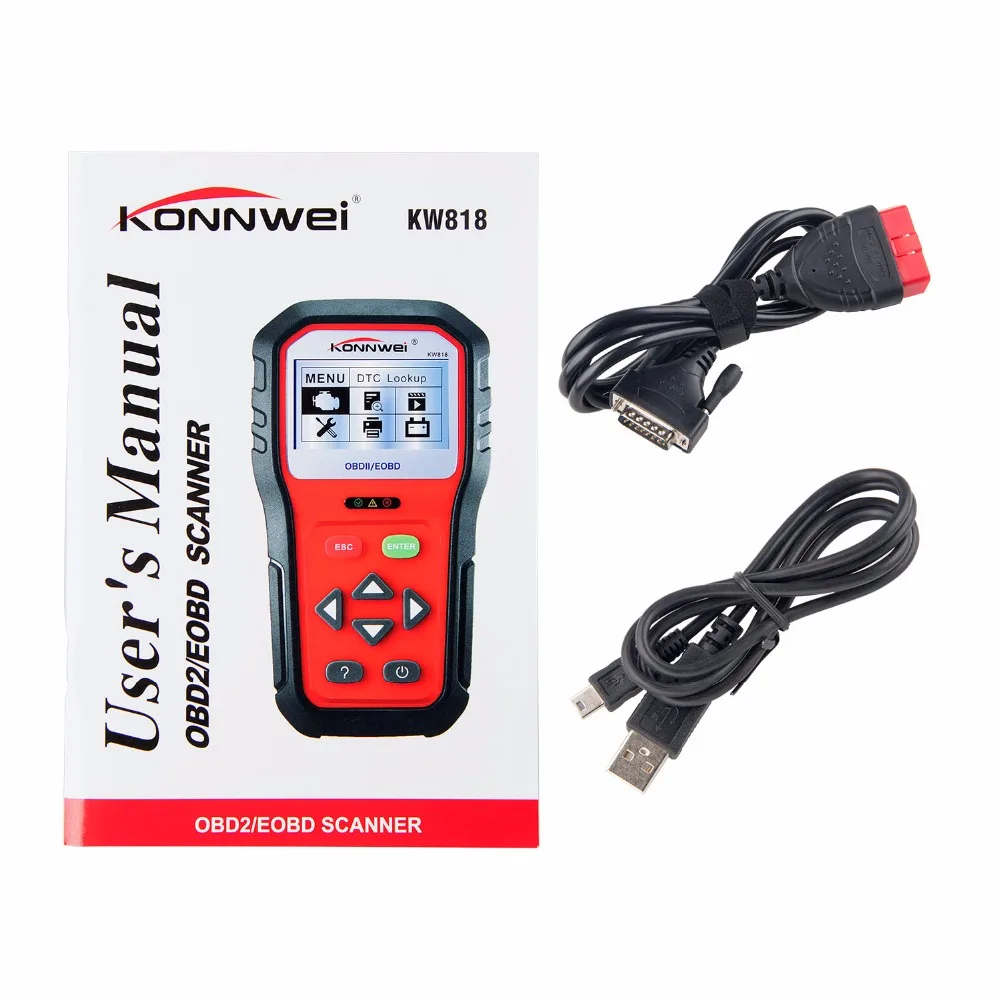 KONNWEI KW818 Улучшенный OBDII ODB2 EOBD автомобильный диагностический сканер 12 В тестер батареи проверка двигателя автомобильный код считыватель инструмент