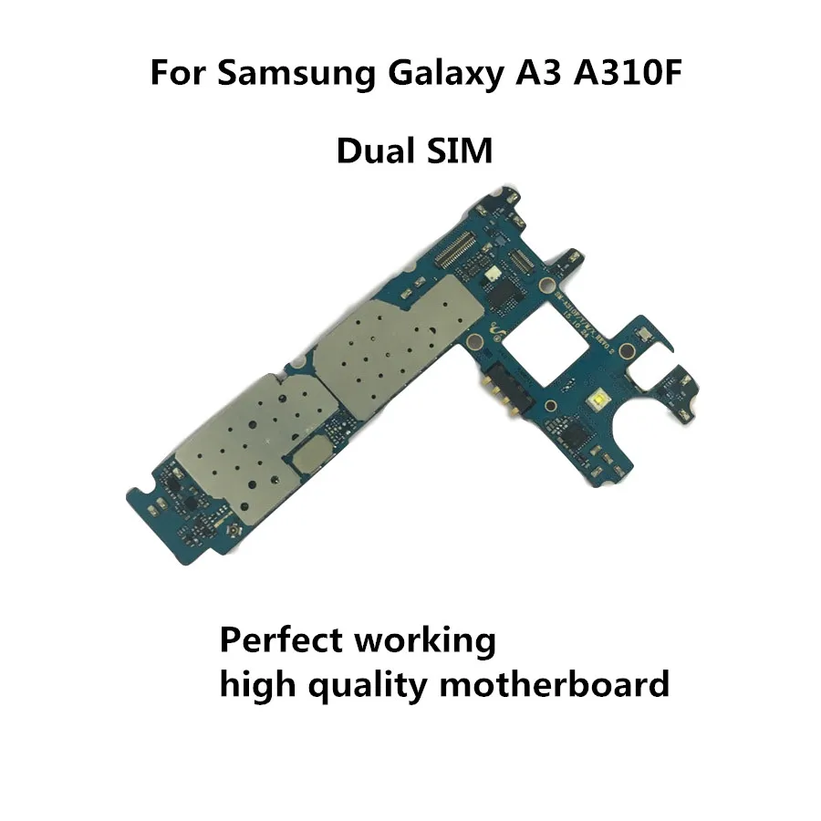 Daul SIM Разблокирована оригинальная используемая материнская плата для Samsung Galaxy A3 A310F материнская плата с полными ЧИПАМИ Android OS логическая плата