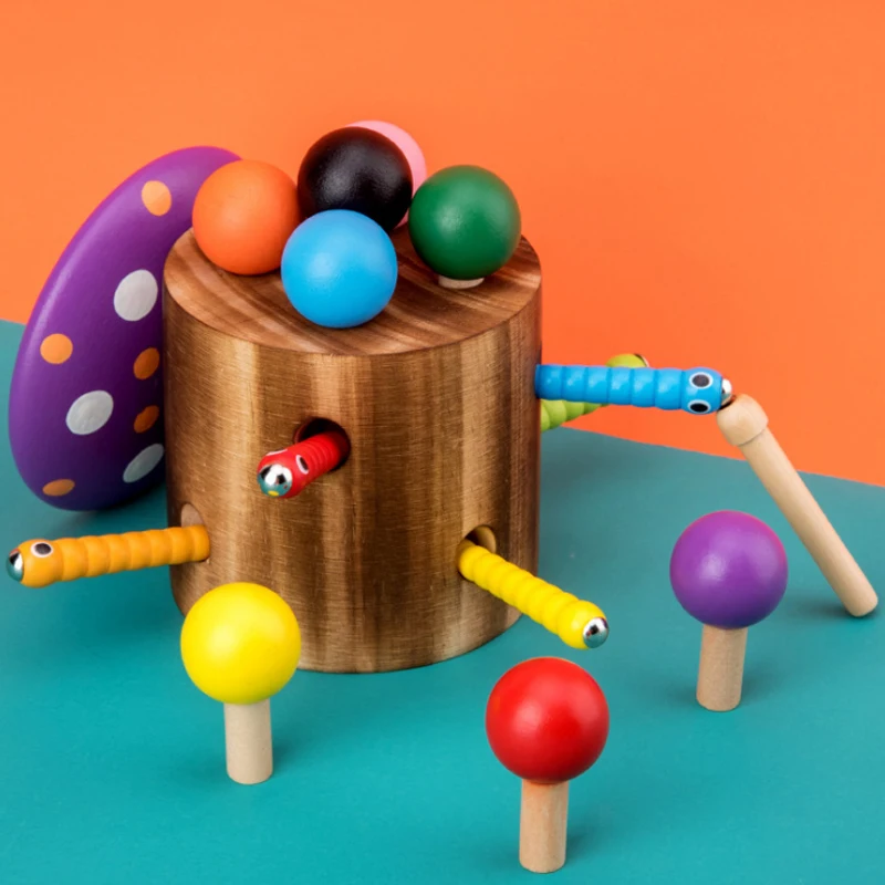 Цифровая Магнитная деревянная игрушка для детей, детская игра в гриб, игра в насекомых, уличные игрушки, подарки, Монтессори, Детская обучающая игрушка