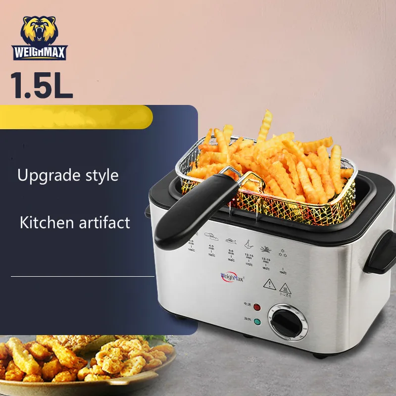 Deep Fryer Electric Stainless Steel Mini Compact Style Home Kitchen Food 