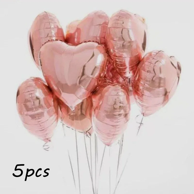5pcs 18inch heart Розовое золото серии 18 дюймов сердце круг шар из фольги в форме звезды 12 дюймов конфетти латексный шар для свадьбы День рождения вечерние украшения - Цвет: 5pcs 18inch heart