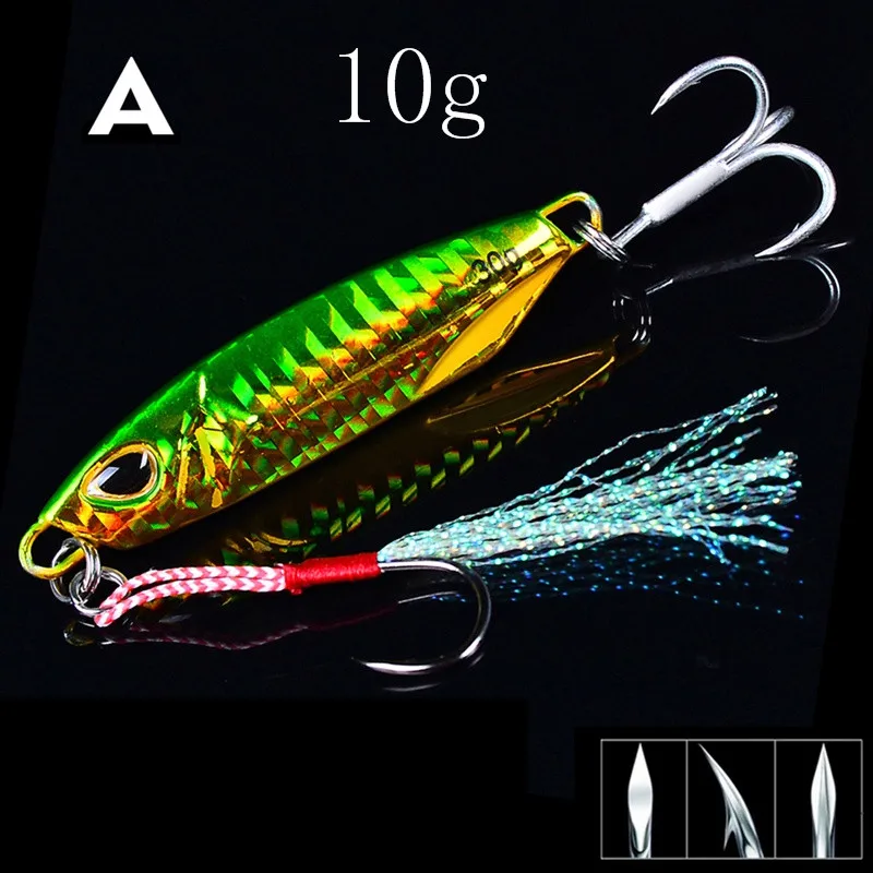 10/15/20/30/40/50 g Artificial Bait Reusable Metal Sinking Casting Lure Jigging Spoon Fishing Accessories With Hooks - Цвет: A-10g
