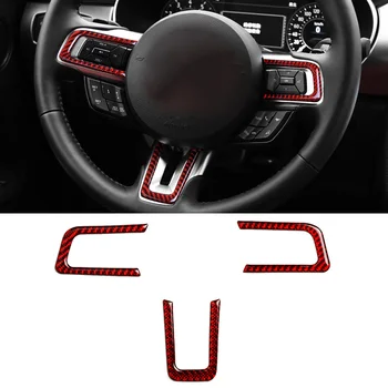 

Decor Steering Wheel Stickers Strip Trim 3pcs Red Carbon Fiber High quality