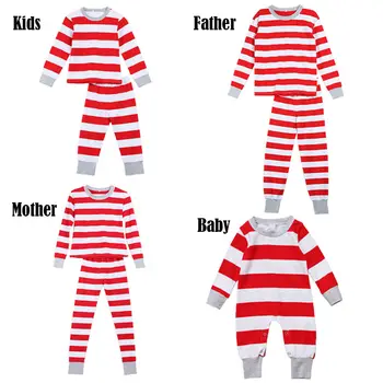 

Matching Clothes Family Christmas Pajamas PJs Sets Sleepwear Nightwear Stripe Clothes Xmas Clothing Set Unisex Kids Sleepwear