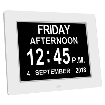 

8" Large Screen Display Day & Month Digital Calendar Alarm Day Clock Elderly