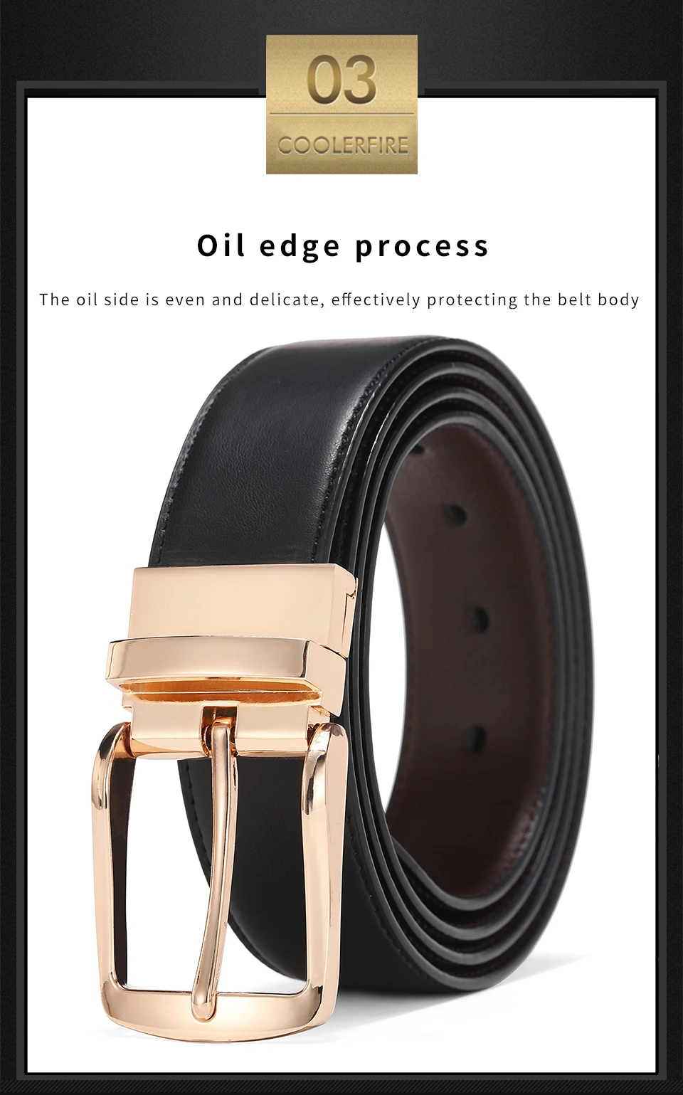 Men Reversible Dress Belts Casual High Quality Belt Genuine Leather Belt Male Vintage Luxury Coolerfire HQ108