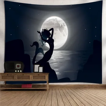 

Animal Black White Tapestry Moon shadow Room Blanket Wall hanging Home Decor Beach Towel
