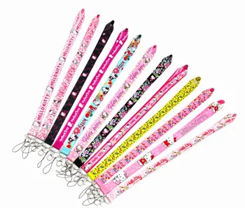 

100PCS/lot Mix kawaii cartoon Neck Strap Lanyards wholesale cute Mobile Phone Charms Key Chain ID Badge Key Chains