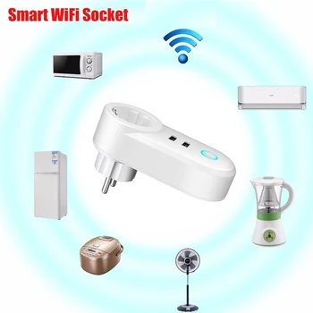 

Smart Home WiFi Power Socket EU Plug For Amazon Alexa Echo Google With 2 USB BI1