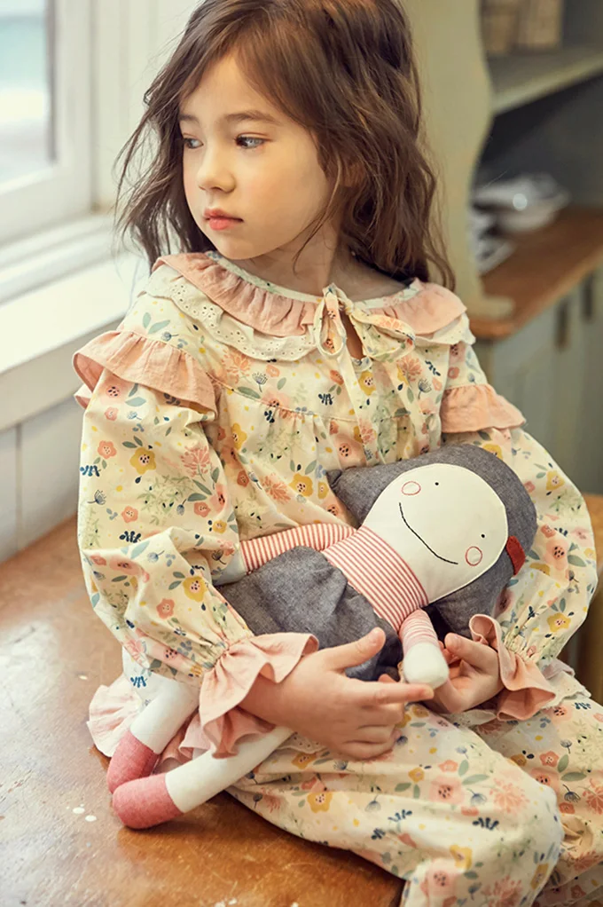 Cute Spring Children Cotton Floral Pajama Set Vintage Toddler Kid Flowers Pyjamas Set Nightwear 11T kids clothing set kids pajamas set kids pajamas pajama sets