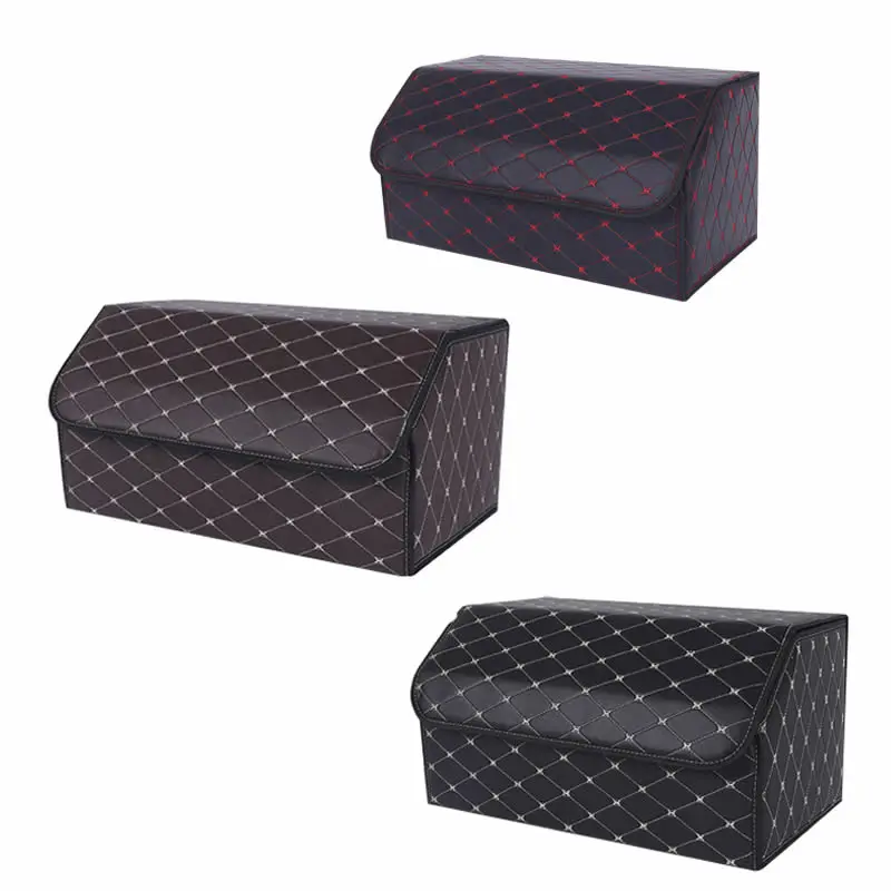 

Car Trunk Storage Organizer BOX PU Leather Multipurpose Collapsible Portable Car Trunk Organizer For SUV MPV 55X30X30CM